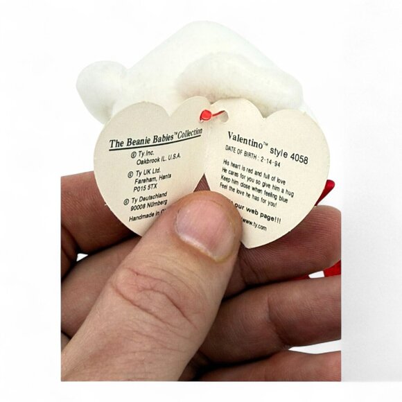 Ty Beanie Baby Valentino Bear 1994 PVC Pellets Rare Tag Errors - Picture 9 of 11